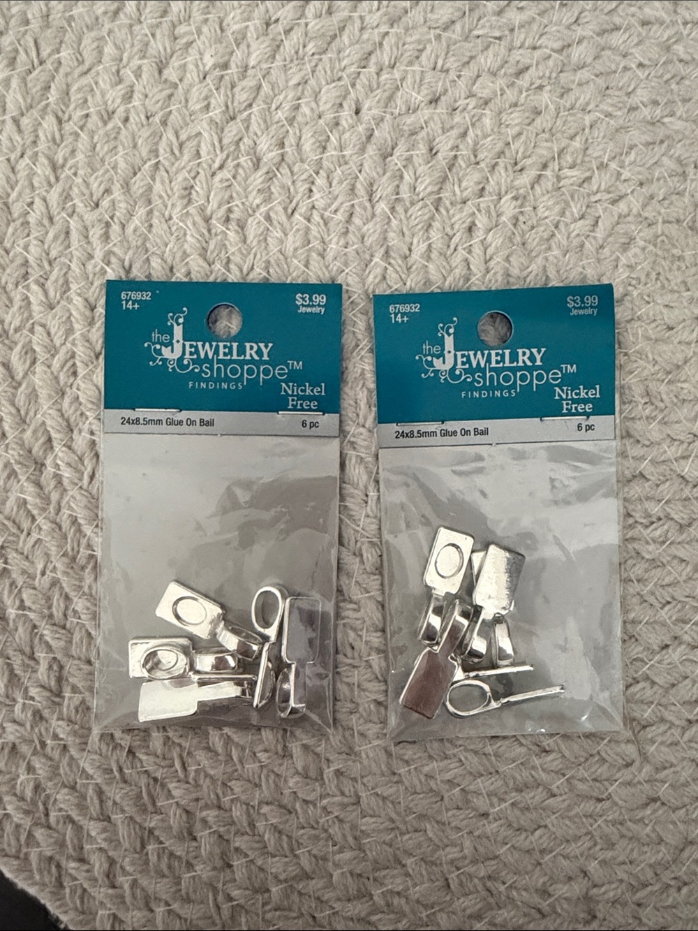 The Jewelry Shoppe Silver Tone 24x8.5mm Glue On Bail Findings - 2 Pack